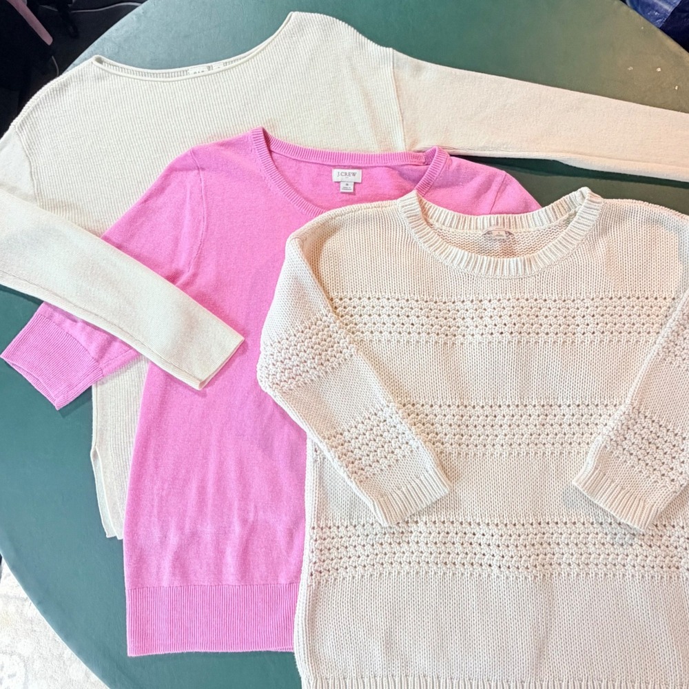 Gap J.Crew Sweater Bundle Womens S Pink Cream White Natural Fibers Career Core